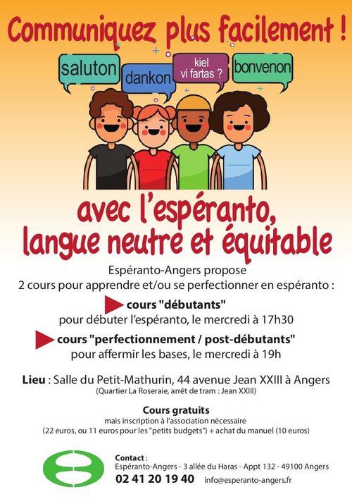 cours espéranto Angers octobre 2019